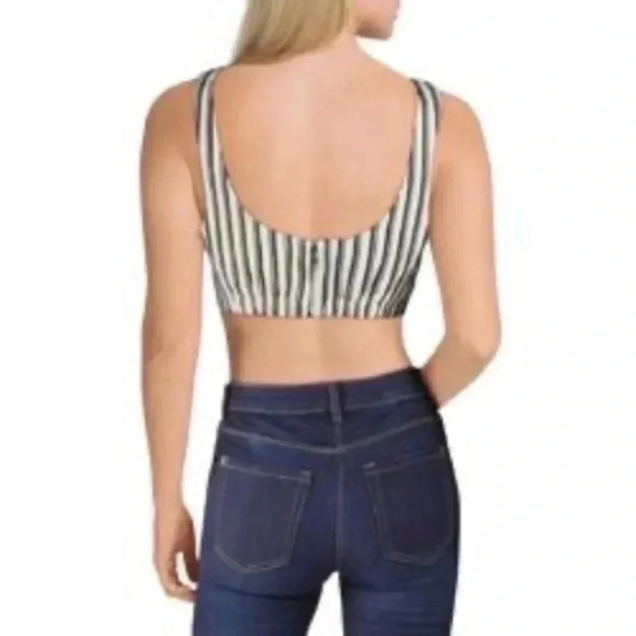 BCBGmaxazria striped linen blend crop top 6 - Picture 3 of 9